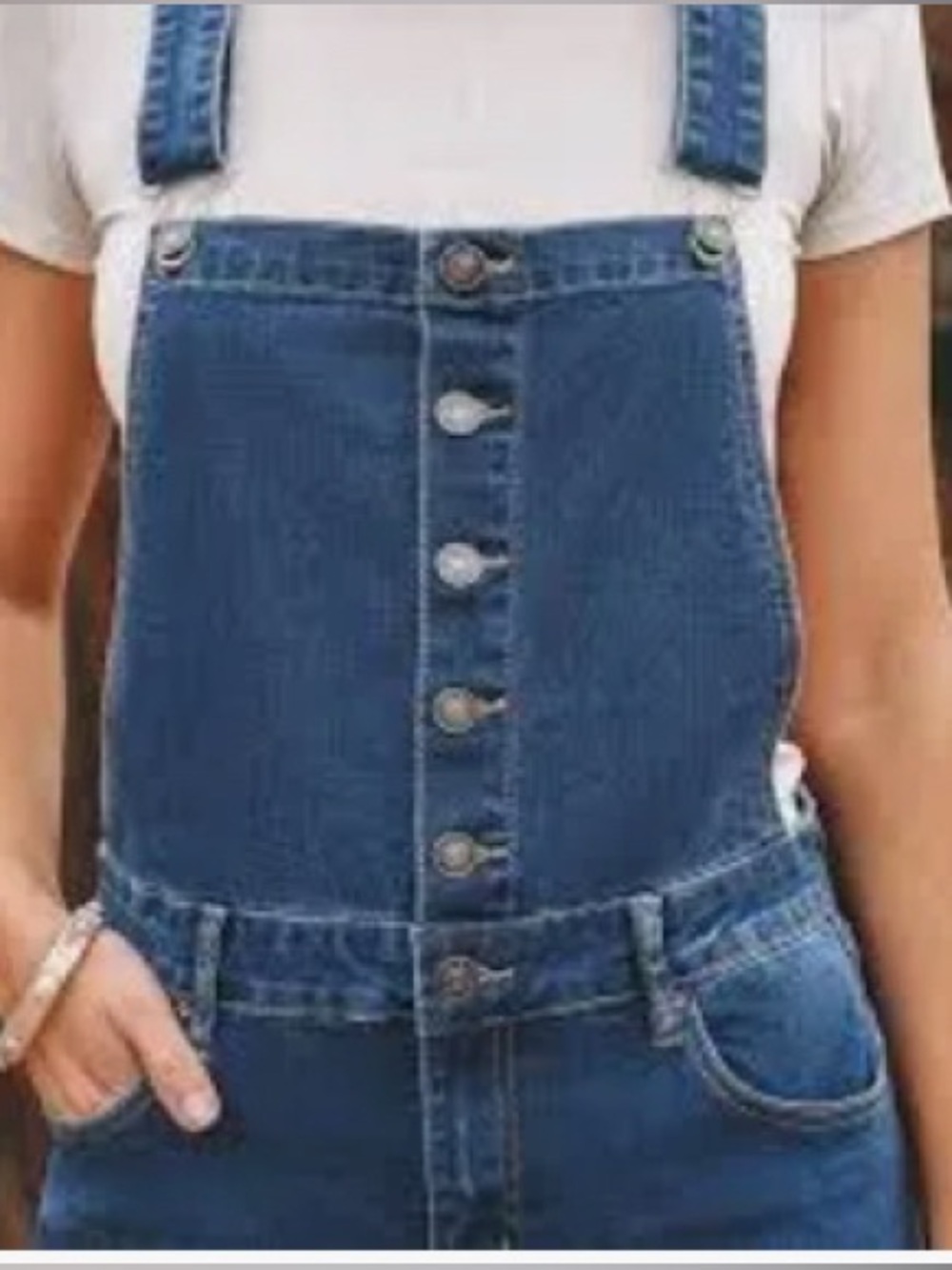 Luvamia Women’s Blue Denim Button-Front Overalls - M